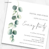 Faire-Part Carré de Mariage Soirée Eucalyptus