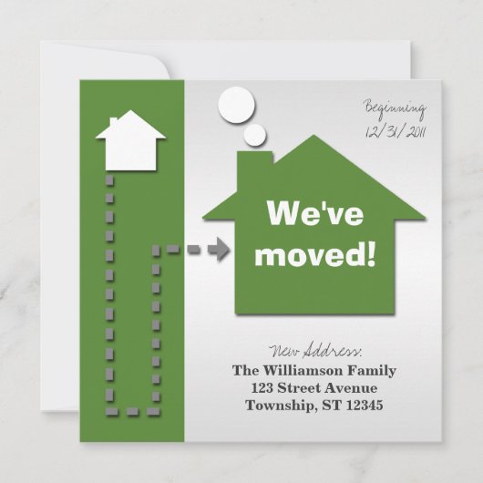 Faire-part Carré moderne Gras Green Moving Annonces (Devant)