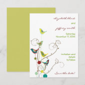 Faire-part Carte de postale d'été oiseaux et tourbillons pour (Devant / Derrière)