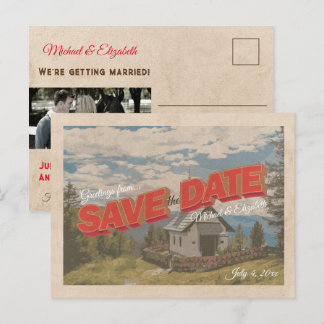 Faire-part Carte postale à lettres majuscules vintage pour an