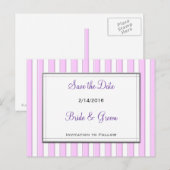 Faire-part Carte postale à rayures roses pour annoncer une da (Devant / Derrière)