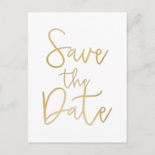 Faire-part Carte postale à texte moderne 'SAVE THE DATE' blan