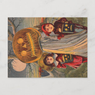 Faire-part Carte postale ancienne d'annonce d'Halloween pour