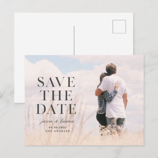 Faire-part Carte postale annonce à empattement (Devant / Derrière)