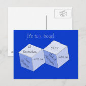 Faire-part Carte postale - Annonce de naissance de jumeaux ga (Devant / Derrière)