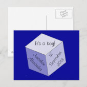 Faire-part Carte postale – Annonce de naissance en bloc bébé (Devant / Derrière)