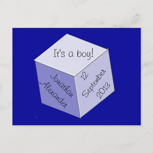 Faire-part Carte postale – Annonce de naissance en bloc bébé (Devant)