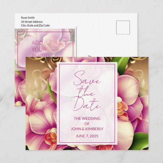 Faire-part carte postale avec code QR pour photo d (Devant / Derrière)