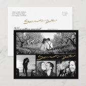 Faire-part Carte postale avec écriture manuscrite et paillett (Devant / Derrière)