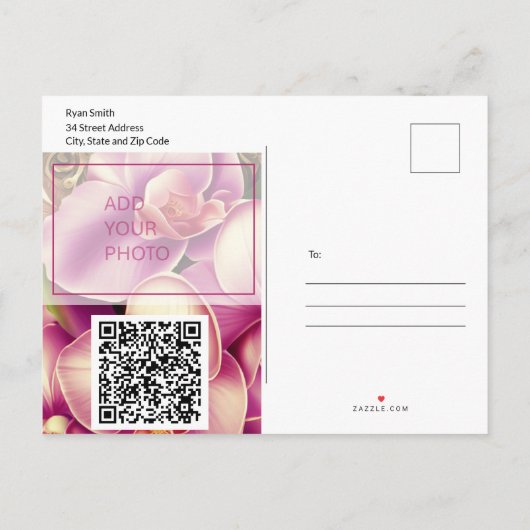 Faire-part carte postale avec QR code pour annonce (Dos)