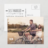 Faire-part Carte postale Aztec Typography Just Married (Devant / Derrière)