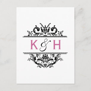 Faire-part Carte postale 'Black & Grape Crest Save the Date'