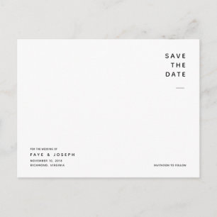 Faire-part Carte postale blanche super minimaliste pour annon