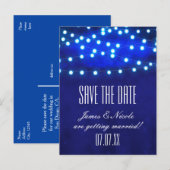 Faire-part Carte postale Blue Rustic Night String Lights Enre (Devant / Derrière)