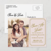 Faire-part Carte postale 'Blush & Gold Whimsical Save the Dat (Devant / Derrière)