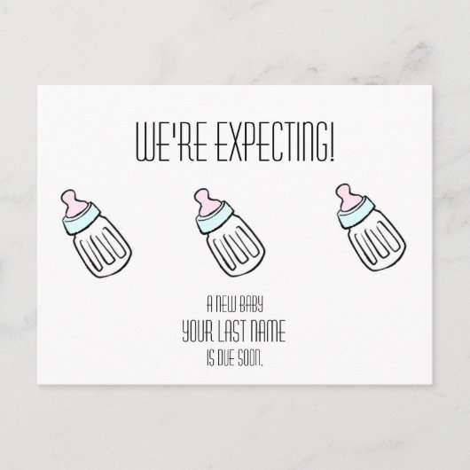 Faire-part Carte postale Bouteille pour bébé (Devant)