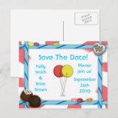 Faire-part Carte postale Candy Save-The-Date (Devant / Derrière)