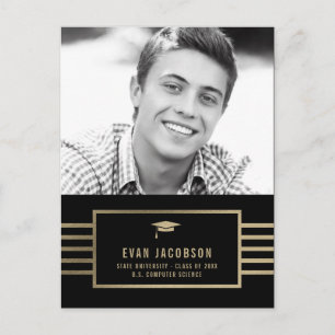 Faire-part Carte postale Casquette or EDITABLE COULEUR Gradua