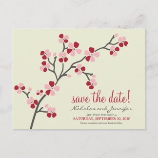 Faire-part CARTE POSTALE Cerise Fleur Enregistrer la date (ro