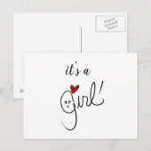 Faire-part Carte postale C'est une fille (Devant / Derrière)