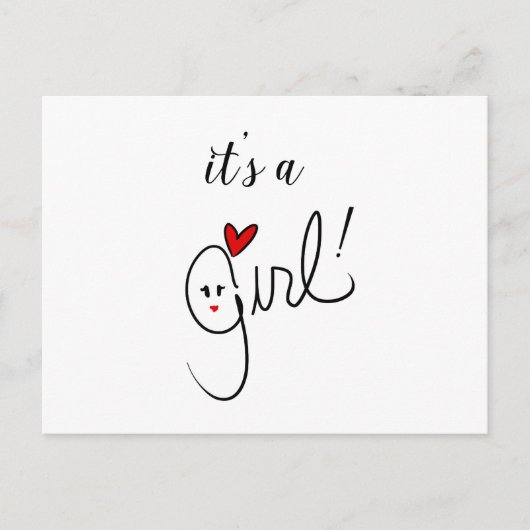 Faire-part Carte postale C'est une fille (Devant)