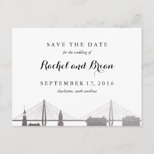 Faire-part Carte postale Charleston Caroline du Sud Faux Arge