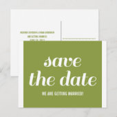 Faire-part Carte postale Charm Save the Date, vert olive (Devant / Derrière)