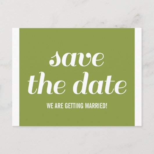 Faire-part Carte postale Charm Save the Date, vert olive (Devant)