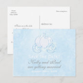 Faire-part Carte postale Cinderella Blue Carriage Fairytale (Devant / Derrière)