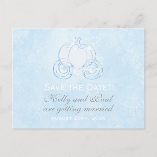 Faire-part Carte postale Cinderella Blue Carriage Fairytale (Devant)