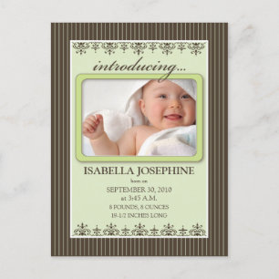 Faire-part Carte postale Classy Pinstripe Lime Baby Faire-par