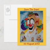 Faire-part Carte postale - Clown de cirque - Enregistrez la d (Devant / Derrière)
