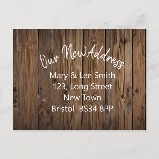 Faire-part carte postale d'adresse rustique (Devant)