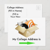 Faire-part Carte postale d'annonce d'adresse universitaire (Devant / Derrière)