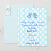 Faire-part carte postale d'annonce de bébé - bleue (Devant / Derrière)