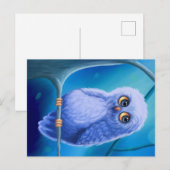 Faire-part Carte postale d'annonce de chouette bleue endormie (Devant / Derrière)