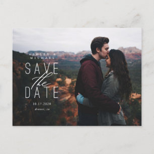 Faire-part Carte postale d'annonce de date de mariage avec em