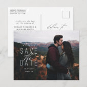 Faire-part Carte postale d'annonce de date de mariage avec em (Devant / Derrière)