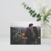 Faire-part Carte postale d'annonce de date de mariage avec em (Debout devant)