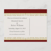 Faire-part Carte postale d'annonce de date de mariage en sati (Dos)