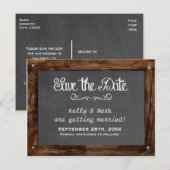 Faire-part Carte postale d'annonce de date de mariage en tabl (Devant / Derrière)