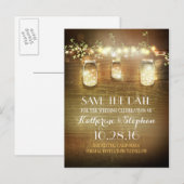 Faire-part carte postale d'annonce de date de mariage rustiqu (Devant / Derrière)