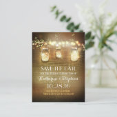 Faire-part carte postale d'annonce de date de mariage rustiqu (Debout devant)