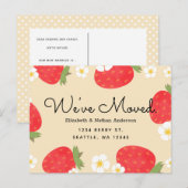 Faire-part Carte postale d'annonce de déménagement aux fraise (Devant / Derrière)