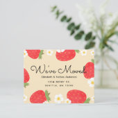 Faire-part Carte postale d'annonce de déménagement aux fraise (Debout devant)