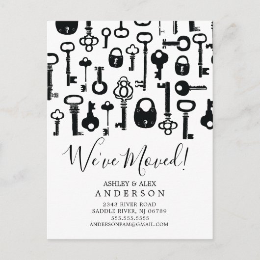Faire-part Carte postale d'annonce de déménagement de clés an (Devant)