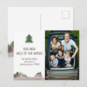 Faire-part carte postale d'annonce de déménagement forêt past