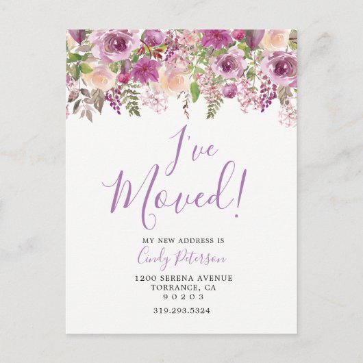 Faire-part Carte postale d'annonce de déménagement Purple I H (Devant)