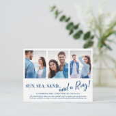 Faire-part Carte postale d'annonce de fiançailles à la plage  (Debout devant)