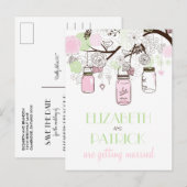 Faire-part Carte postale d'annonce de mariage à conserver dan (Devant / Derrière)